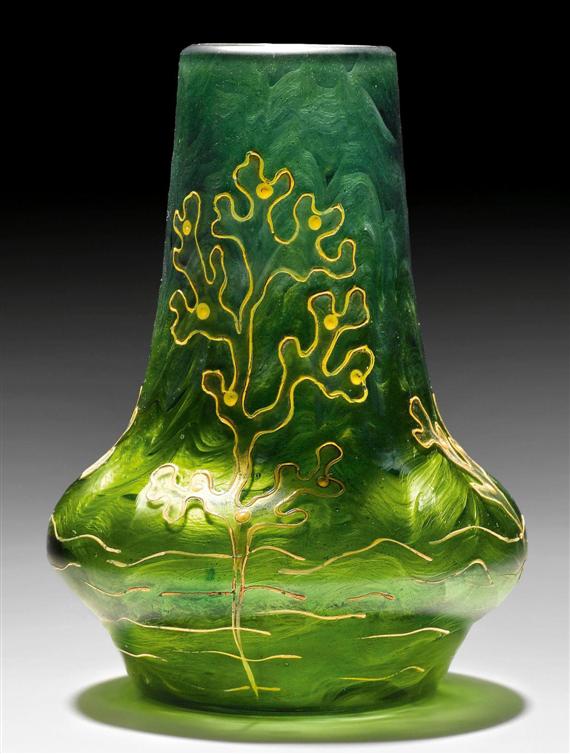 Appraisal: LOETZ attributed to VASE circa Layered glass with green and