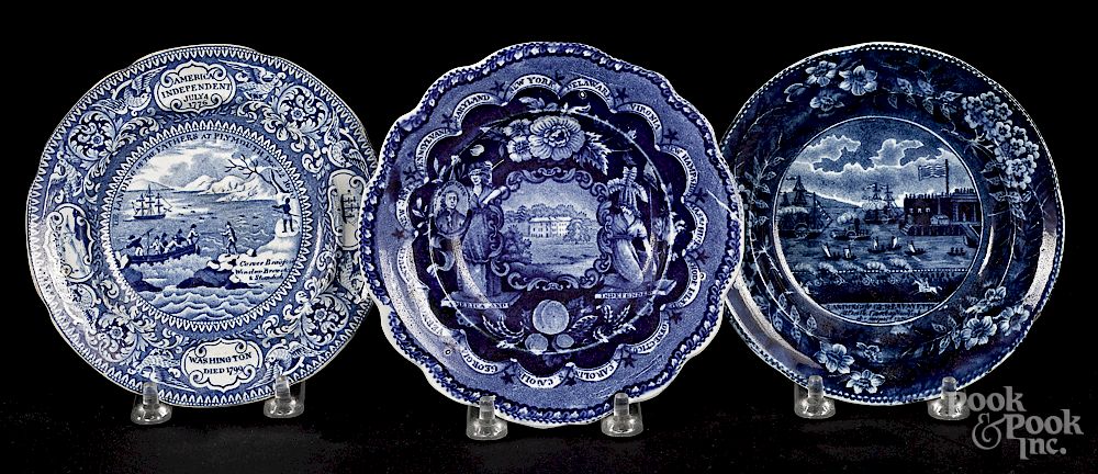 Appraisal: Three Historical blue Staffordshire toddy plates Exclusive on Bidsquare Three