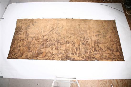 Appraisal: TAPESTRY Probably European late th century woven cotton Bucolic scene