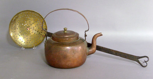 Appraisal: American copper kettle stamped W Ball h including the handle