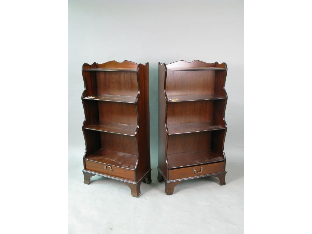 Appraisal: A pair of reproduction mahogany dwarf bookcases each with four