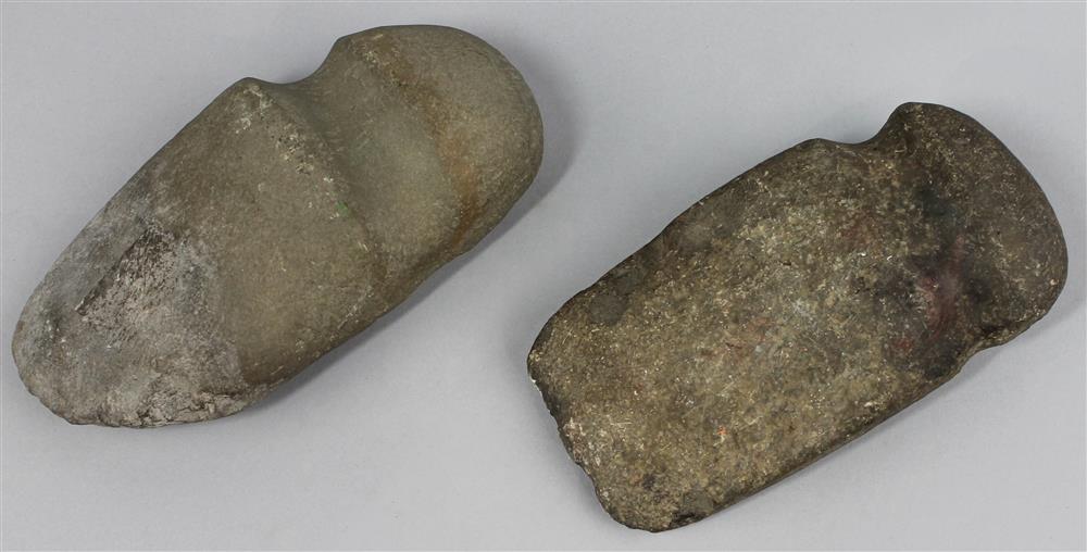 Appraisal: TWO THREE-QUARTER GROOVE STONE AXES BC - EARLY AD one