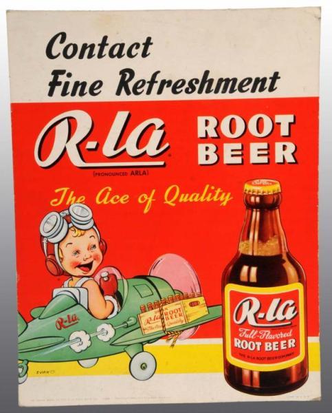 Appraisal: Lot of Cardboard R-La Root Beer Signs Description Circa mid