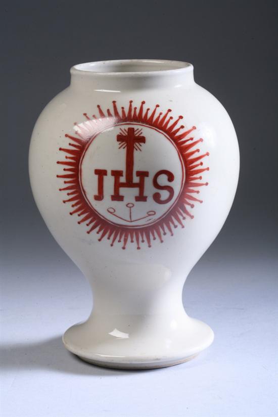 Appraisal: CHINESE IRON RED AND WHITE PORCELAIN JESUIT JAR late th