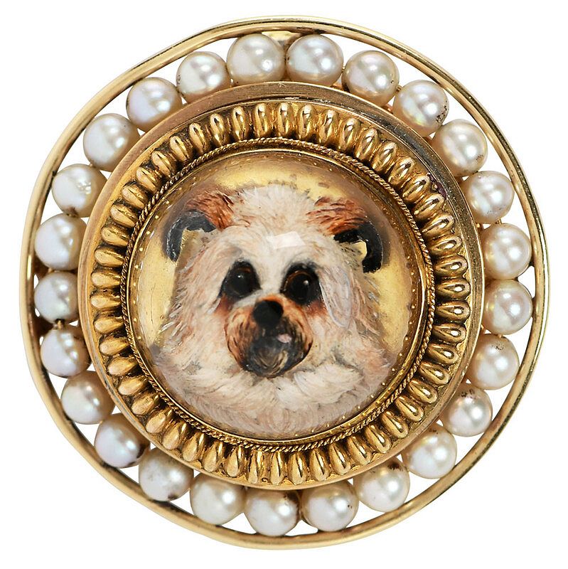 Appraisal: kt Reverse Crystal Brooch and pendant image of a terrier