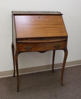 Appraisal: Inlaid One Drawer Drop Front Desk Inlaid One Drawer Drop