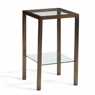 Appraisal: Modernist Patinated Brass Side Table late th century two glass