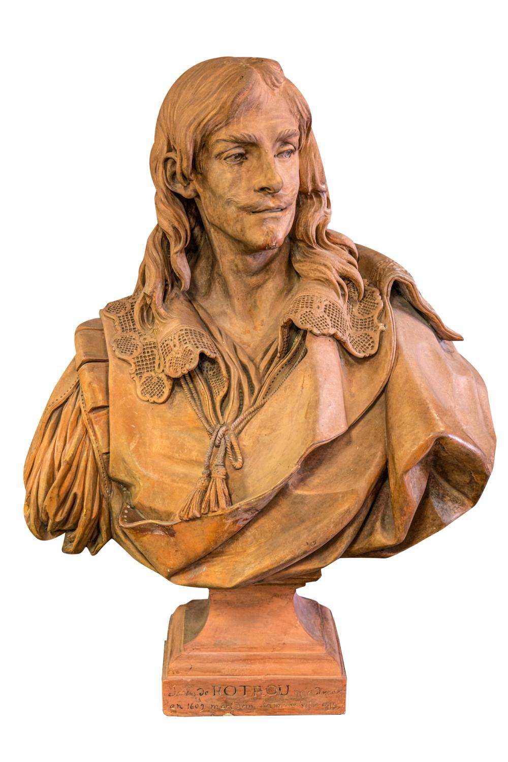 Appraisal: FRENCH STYLE TERRACOTTA BUSTmodern depicting the dramatist Jean de Rotrou