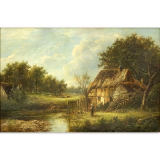 Appraisal: Joseph Thors British - Oil on canvas Woodland Cottage Signed