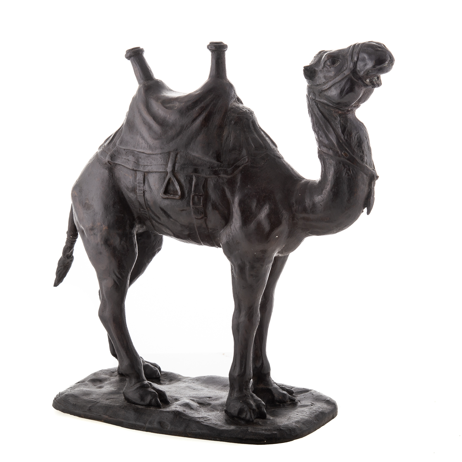 Appraisal: CONTINENTAL STYLE BRONZE CAMEL Standing camel with saddle in H