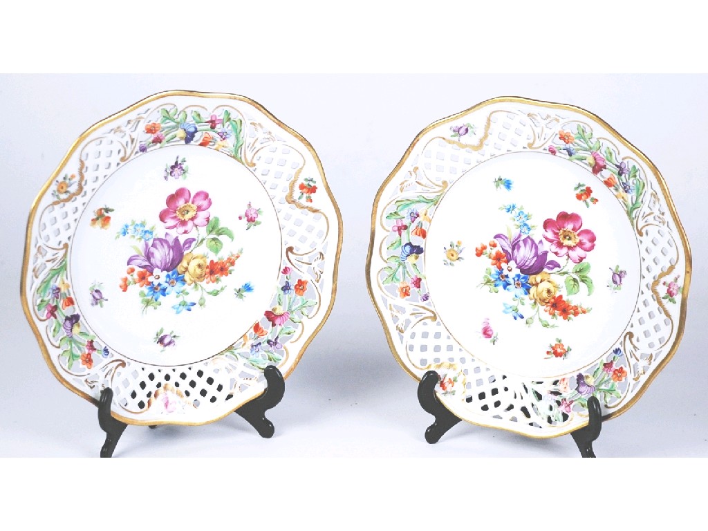 Appraisal: SET OF ELEVEN BAVARIAN PORCELAIN DESSERT PLATES with printed floral