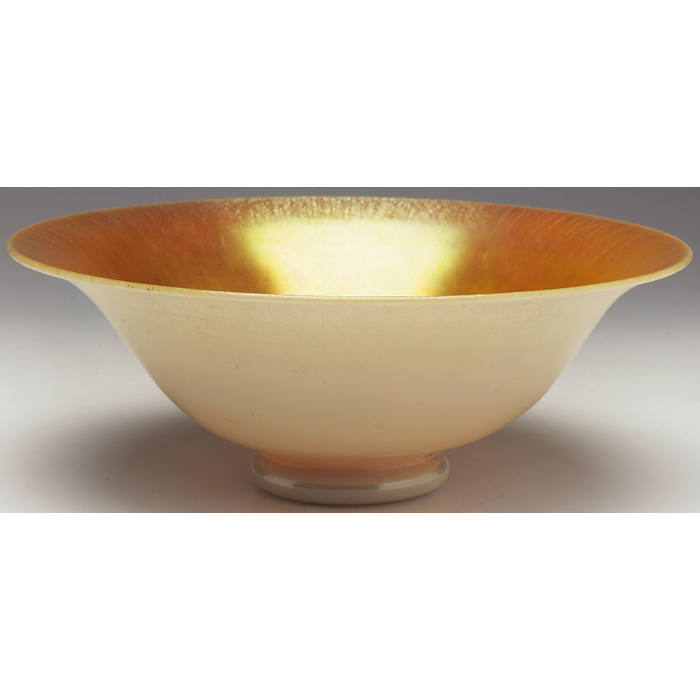 Appraisal: Steuben bowl flaring and footed shape gold aurene and white