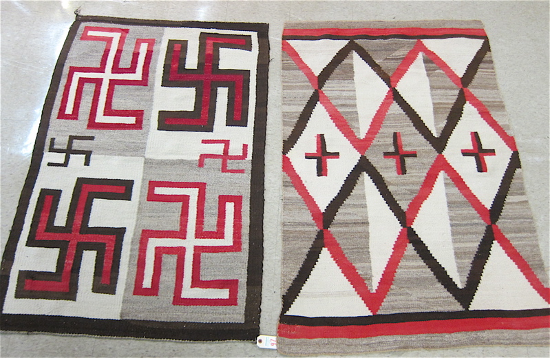 Appraisal: TWO HAND WOVEN NAVAJO AREA RUGS ' x ' four