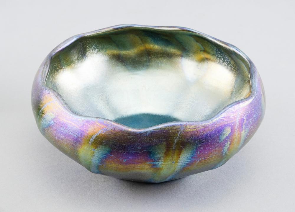 Appraisal: TIFFANY FAVRILE GLASS RIBBED BOWL LATE TH EARLY TH CENTURY