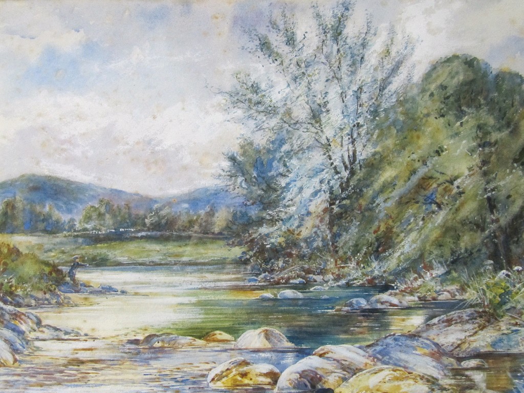 Appraisal: W GALLOWAY Watercolour with bodycolour 'On the Devon - Rumbling