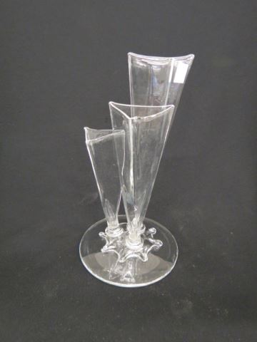 Appraisal: Steuben Art Glass Vase triple lily in clear excellent