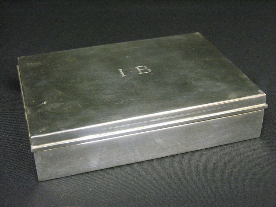 Appraisal: TIFFANY STERLING PRESENTATION BOX Engraved I B on top Engraved