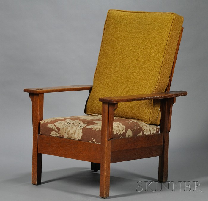 Appraisal: Arts Crafts Oak Open Arm Morris Chair Sikes Co Philadelphia