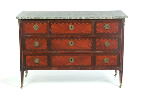 Appraisal: DIRECTOIRE COMMODE France th century mahogany Three over two drawers