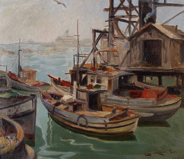 Appraisal: Emil Kosa Sr American - Harbor Scene believed to be