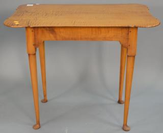 Appraisal: Eldred Wheeler tiger maple top Queen Anne style tea table