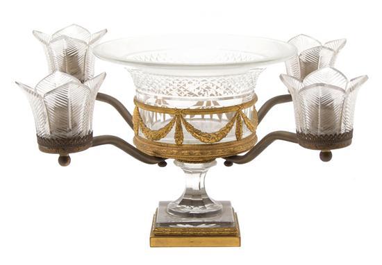 Appraisal: French Cut Glass and Ormolu Mounted Center Bowl Attributed to