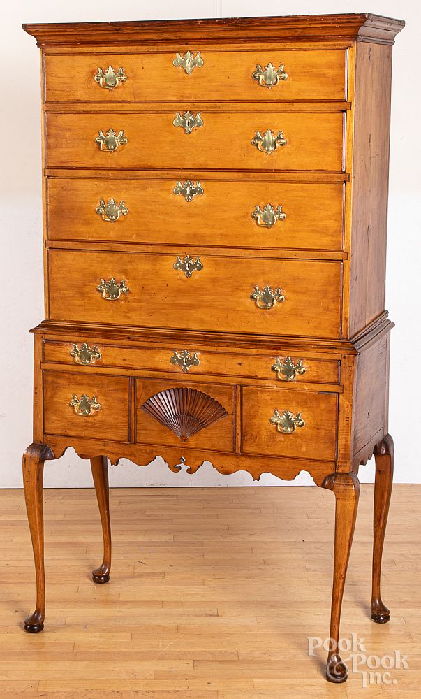 Appraisal: New England Queen Anne maple high chest New England Queen