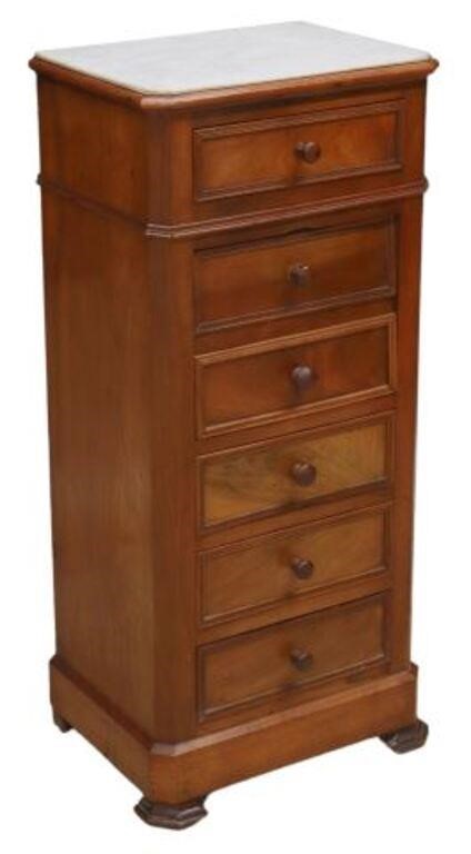 Appraisal: French Louis Philippe period walnut nightstand mid th c inset