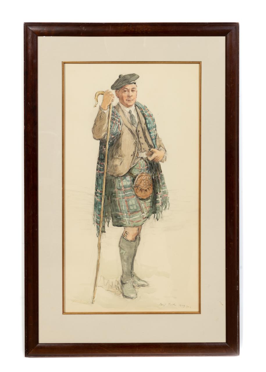 Appraisal: BERYL FOWLER SCOTTISH HIGHLANDER WATERCOLOR Beryl Fowler nee Mary Beryl