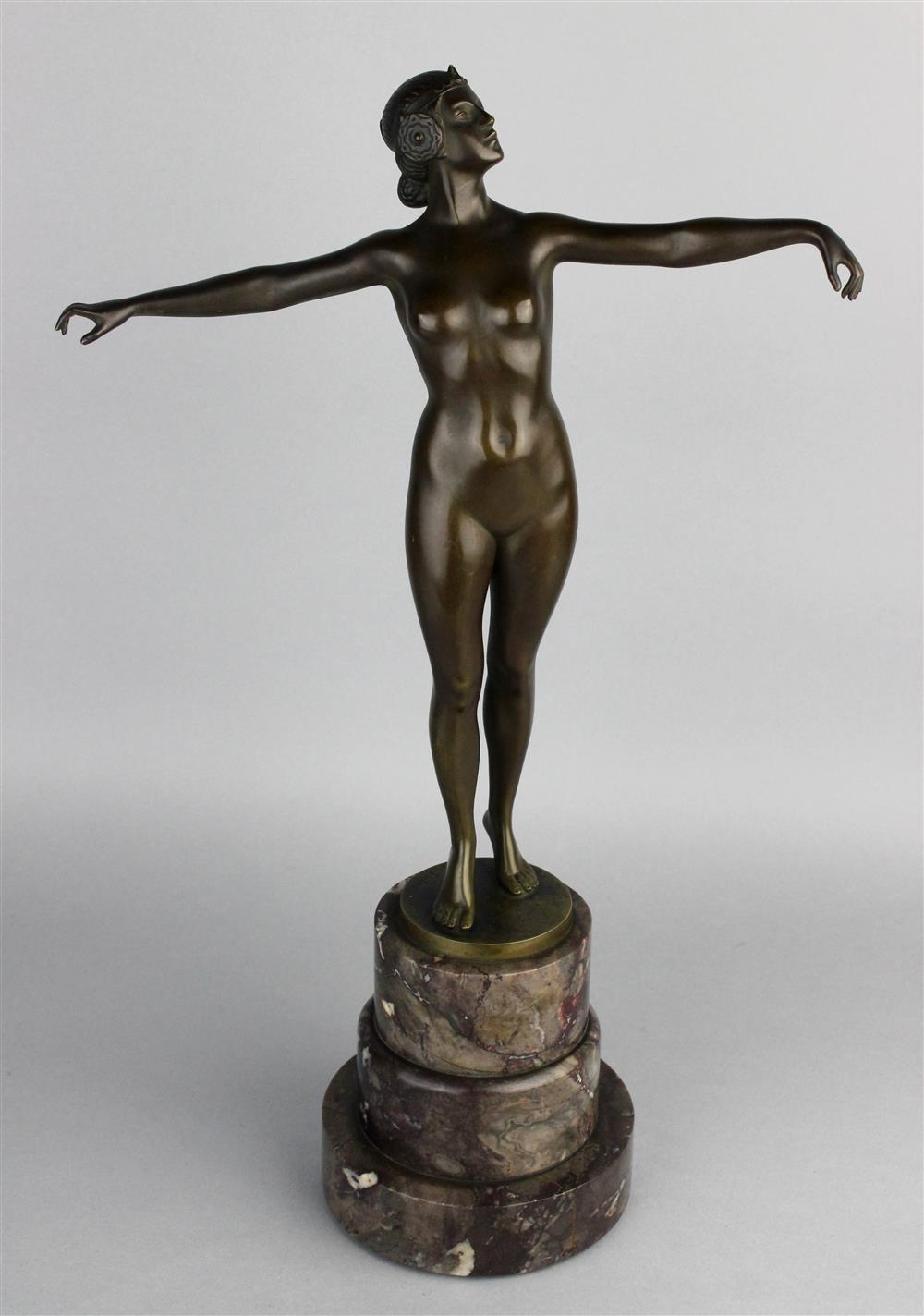 Appraisal: GERMAN ART DECO BRONZE FIGURE OF A DANCER CAST FROM