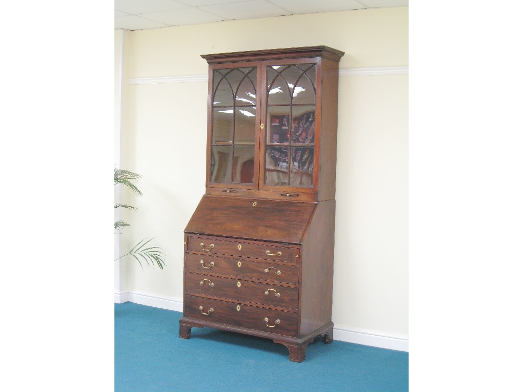 Appraisal: A George III mahogany Bureau Bookcase with pair of glazed