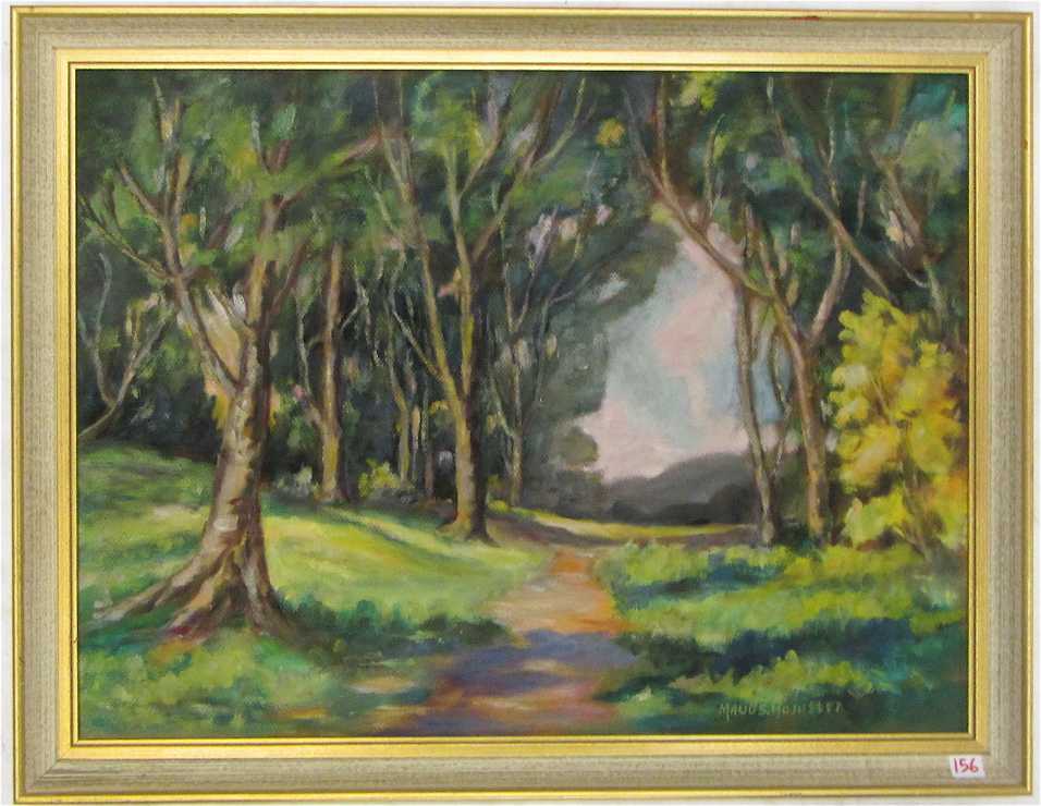 Appraisal: MAUD S HOLLISTER OIL ON BOARD Oregon - Forest path