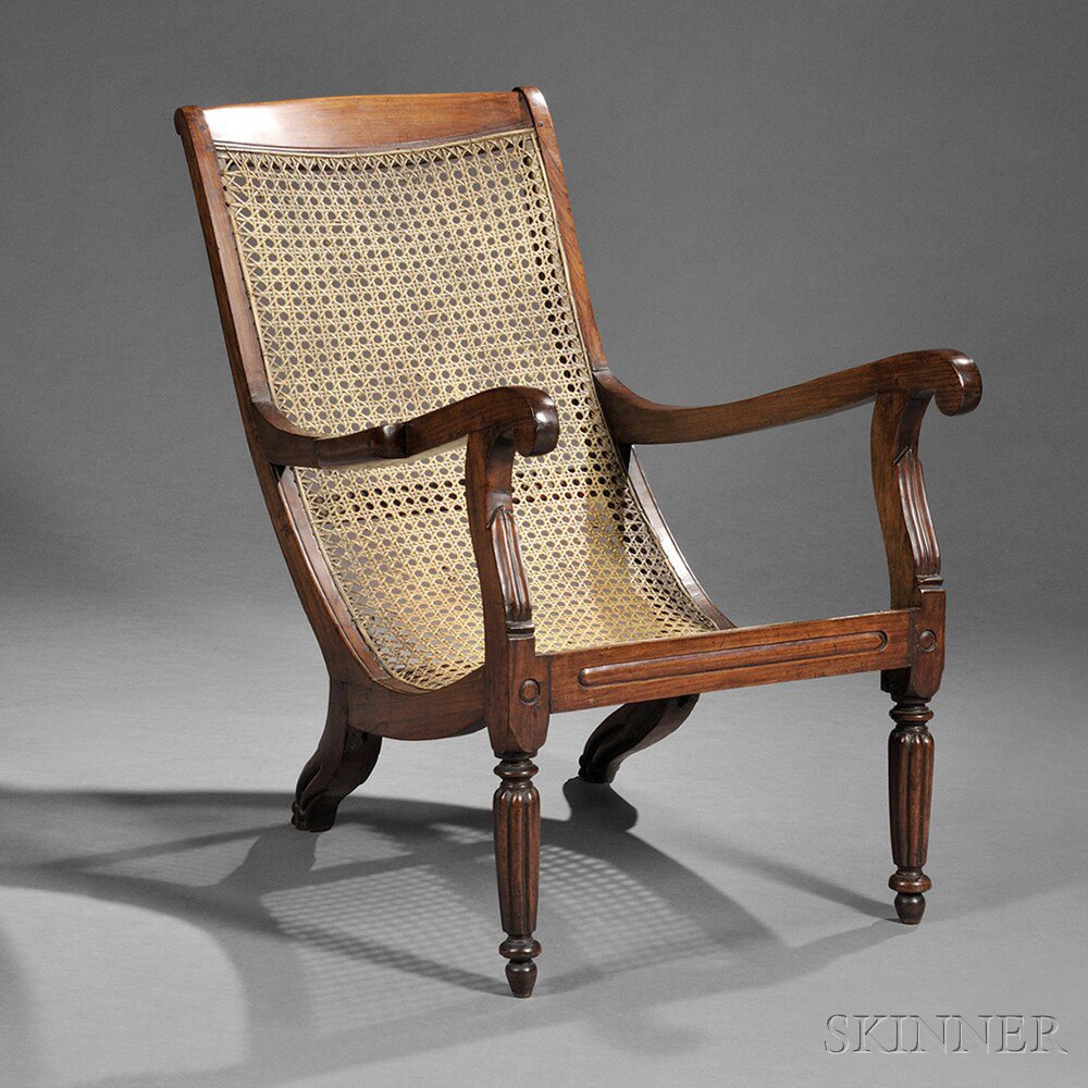 Appraisal: Anglo-Indian Caned Carved Rosewood Armchair early th century the scrolling