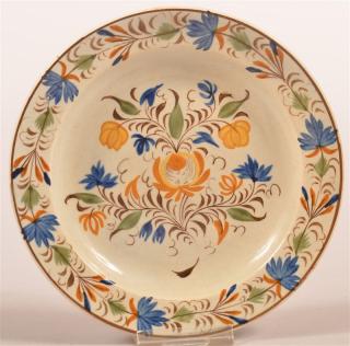 Appraisal: Leeds Soft Paste China Four Color Toddy Plate Leeds Soft