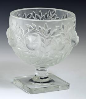 Appraisal: Lalique Cut and Frosted Crystal Goblet th c i Lalique