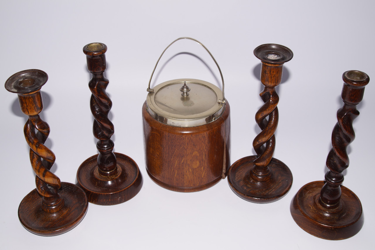 Appraisal: Various items of treen to include two pairs of spirally