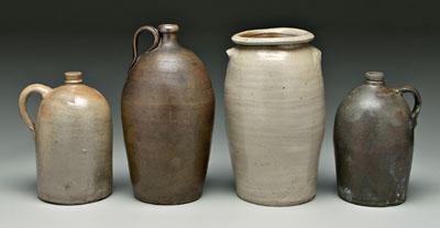 Appraisal: Four pieces salt glaze pottery three jugs one with varying