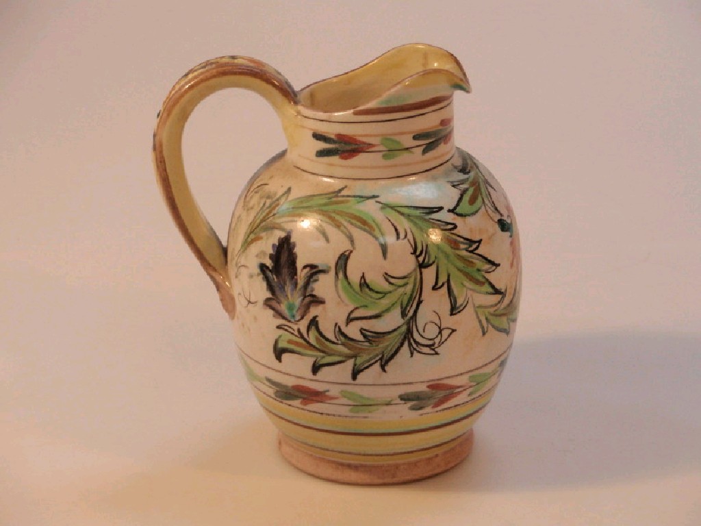 Appraisal: A Glyn College pottery jug of ovoid form painted with