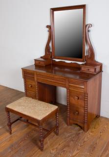 Appraisal: Burris Cherry Vanity Set Burris Manufacturing Company cherry dressing table