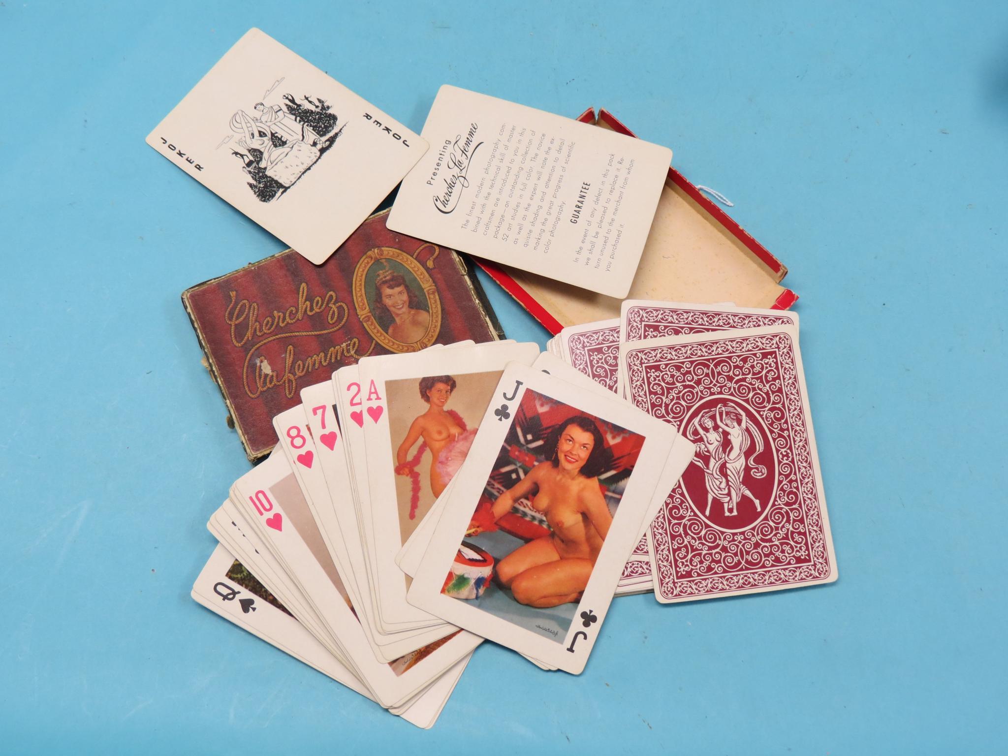 Appraisal: A set of saucy playing cards Cherchez La Femme boxed