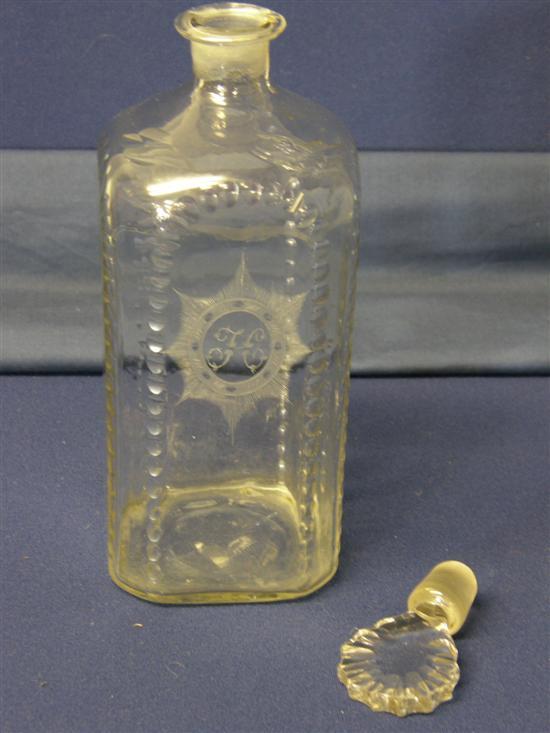 Appraisal: th century cut glass bottle h in