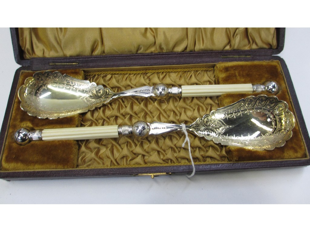 Appraisal: Cased pair of EP serving spoons