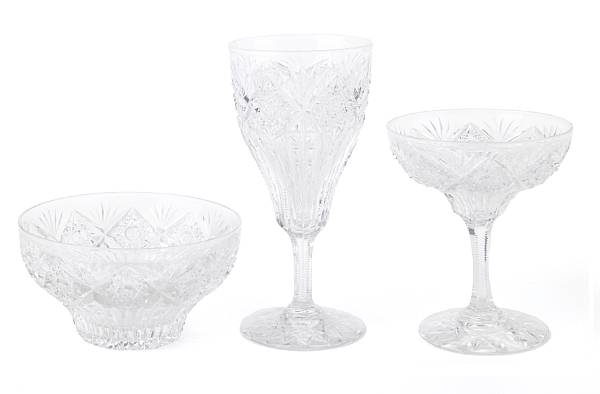 Appraisal: A set of American brilliant cut glass stemware comprising twelve