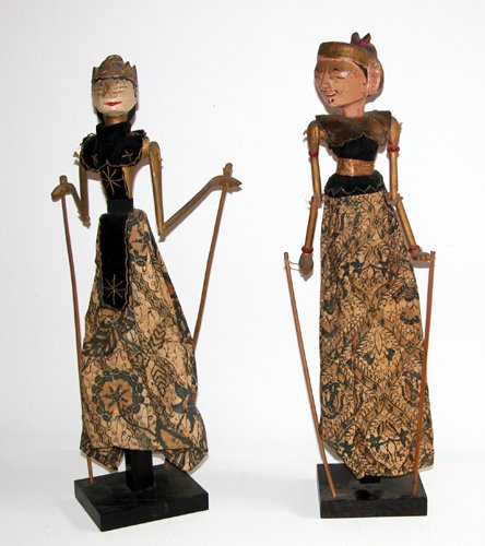 Appraisal: Title Pair Javanese Puppets Medium painted wood fabric Dimensions x