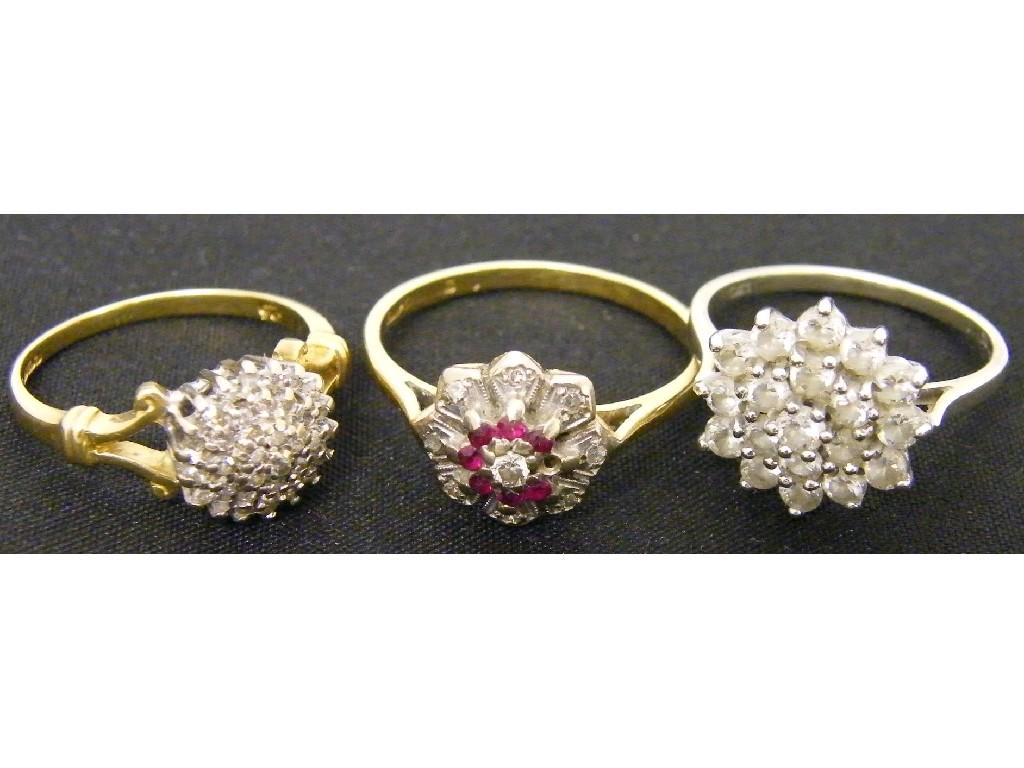 Appraisal: ct ruby and diamond cluster ring ct diamond cluster ring