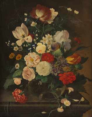 Appraisal: Franz Xaver Pieler Austrian - Dutch Flowers Oil on cradled