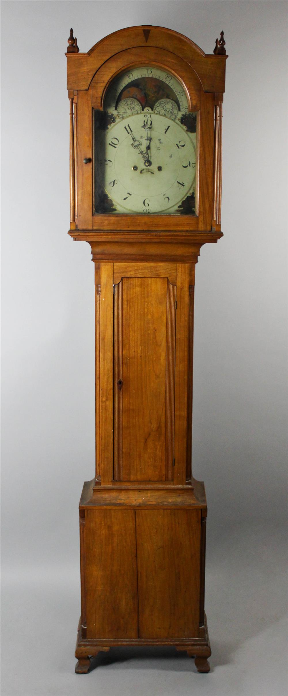 Appraisal: PENNSYLVANIA COUNTRY CHIPPENDALE CHERRYWOOD TALL CASE CLOCK having an arched