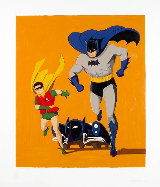 Appraisal: Mel Ramos American born Batman Robin and Batmobile Screenprint in