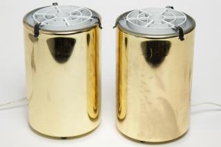 Appraisal: Mid-Century Modern pair of brass can lamps H X diameter