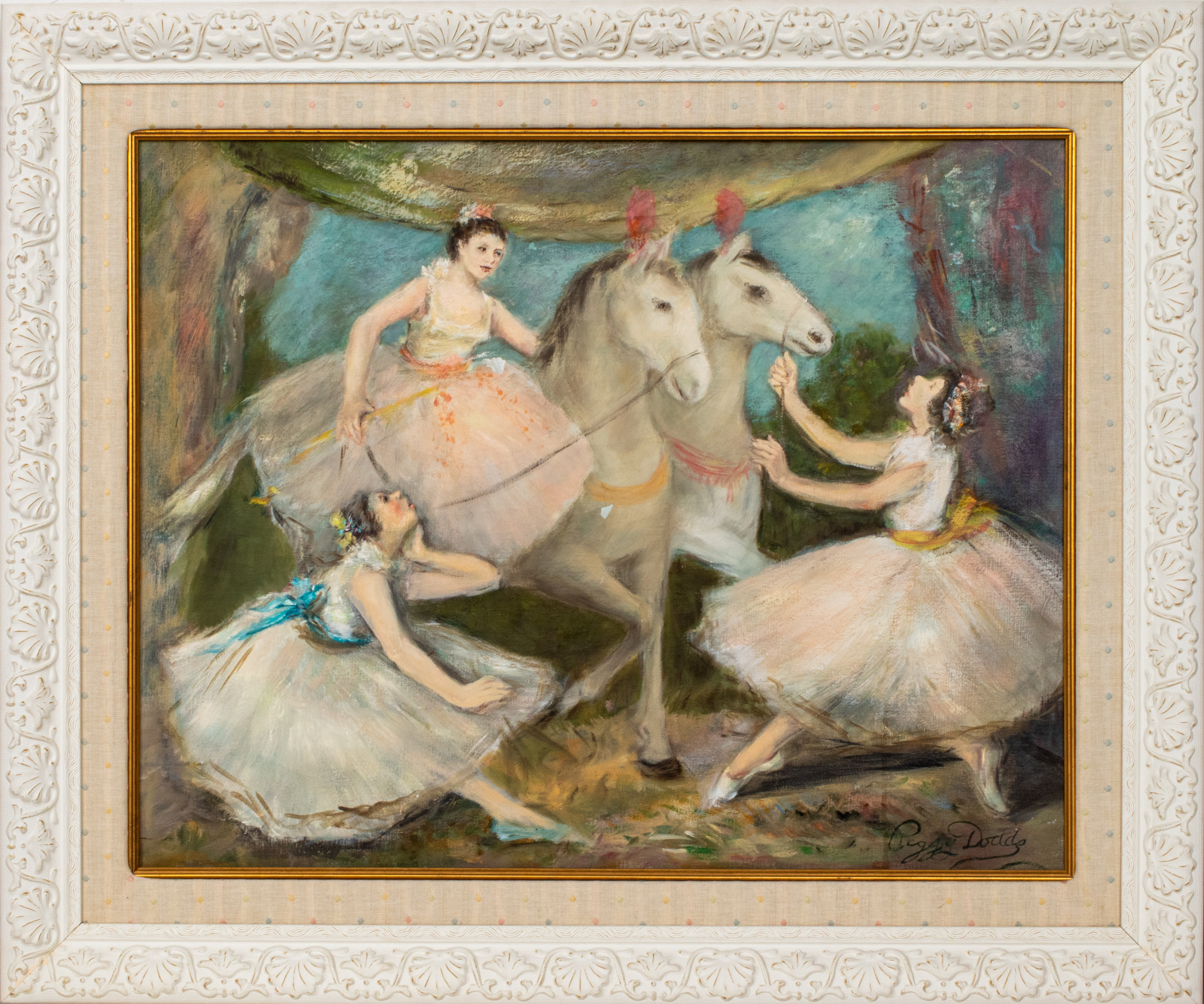 Appraisal: PEGGY DODDS BALLERINAS HORSES OIL ON CANVAS Peggy Dodds American